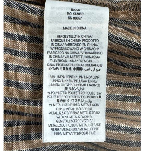 NWT Boden Linen Shirred Waist Camel and Black Lurex Stripe Wide Leg Trousers 4 - Picture 14 of 16